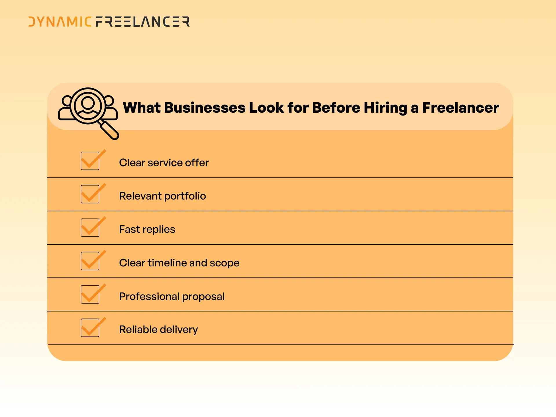 What businesses look for before hiring a freelancer